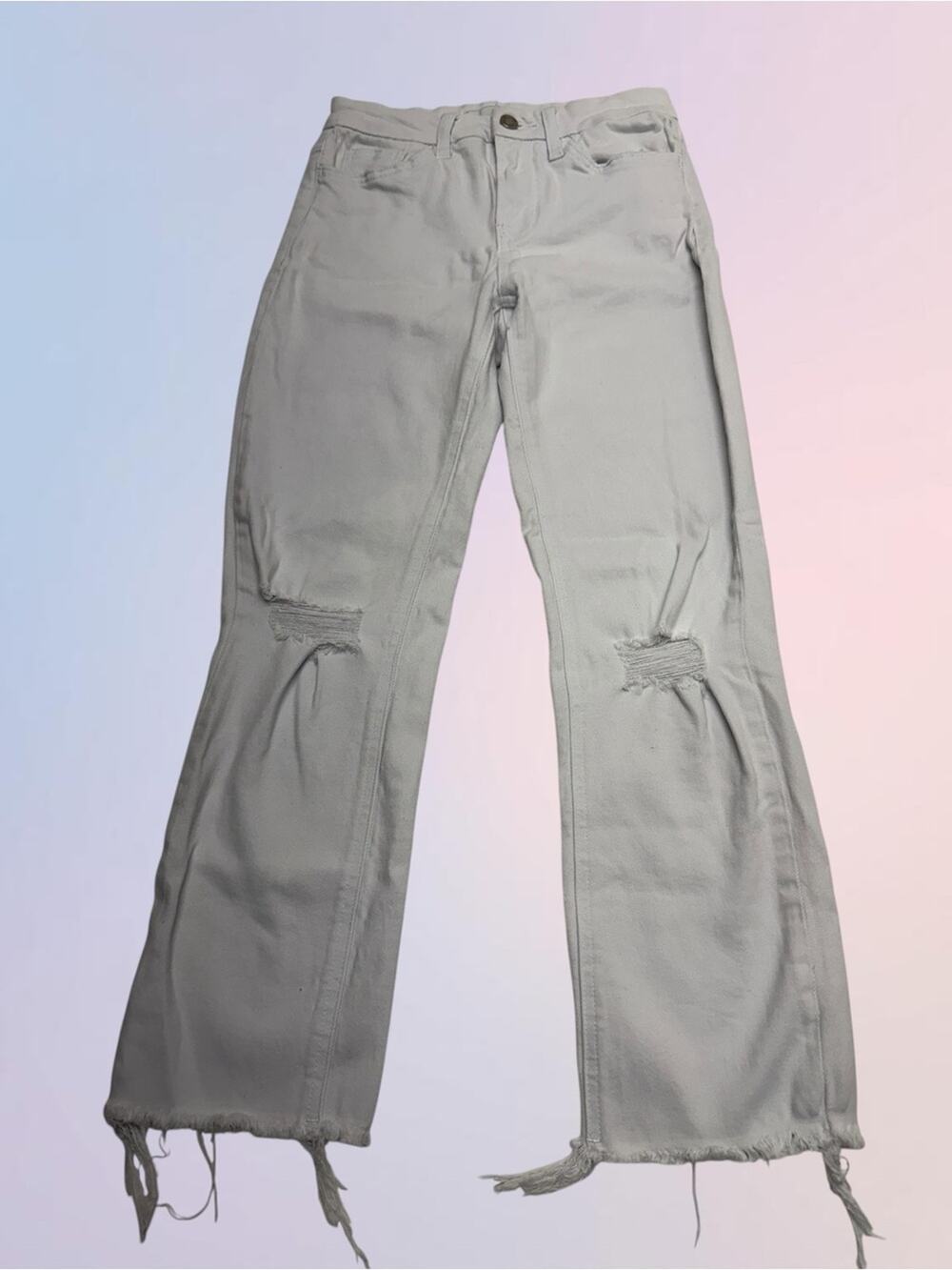 VERVET Women’s 25 White Distressed Ankle Jeans